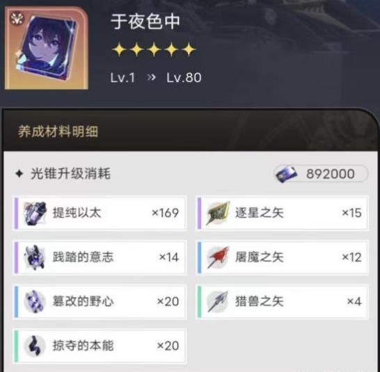 崩壞星穹鐵道五星光錐0到80級所需體力彙總