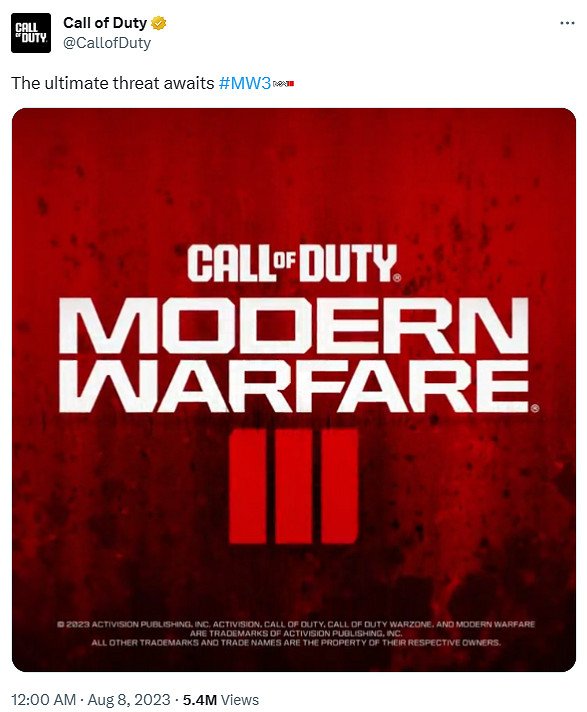 《決勝時刻:現代戰爭3》公布前導預告 將於11月10日發售