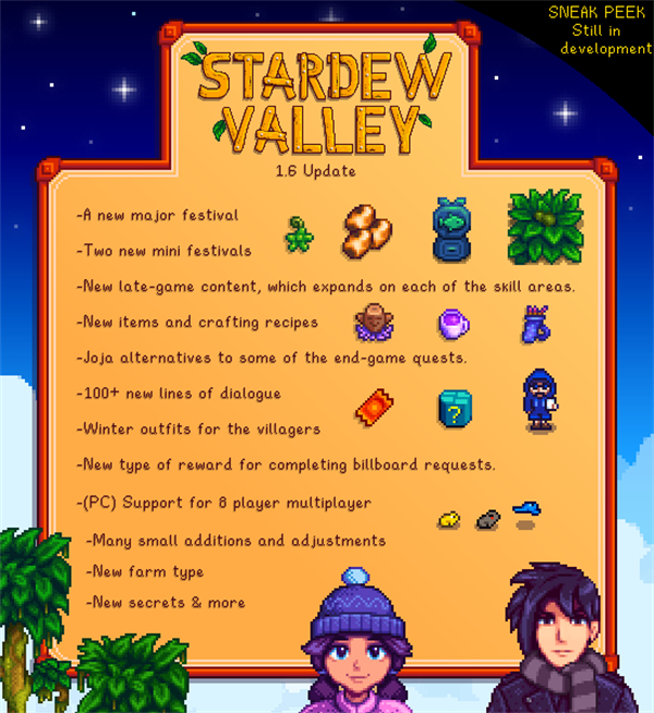 《星露谷物語》1.6版本內容更新預告 上線日期待定
