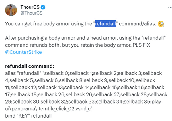 CS2|新版本BUG：用refundall命令零元購半甲防彈衣