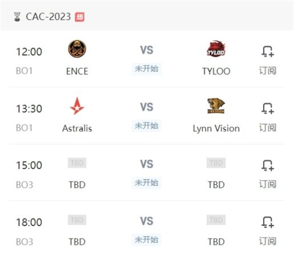 CAC 2023將於明天正式開打！TYLOO、LVG向ENCE、A星發起衝擊