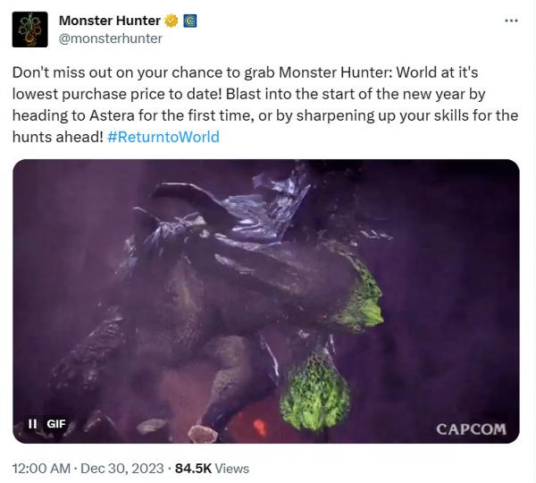 《魔物獵人：世界》官方提醒史低價不要錯過