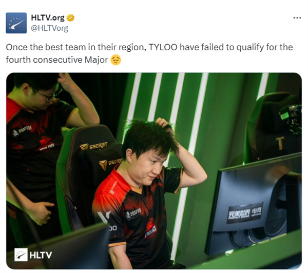 HLTV發文稱：TYLOO曾是亞太地區最優秀的隊伍，但已四次無緣Major