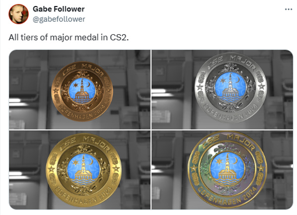Gabe Follower：展示部分Major貼紙和獎章