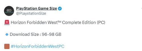 《地平線：西之絕境》PC版容量：需要96至98GB