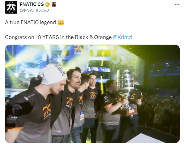 CS2|fnatic俱樂部紀念KRIMZ效力橙黑軍團十周年